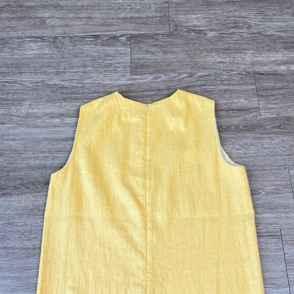Theory Luxe Linen Blend Yellow Column Shift Mini Dress (Sz 6) - Picture 5 of 9
